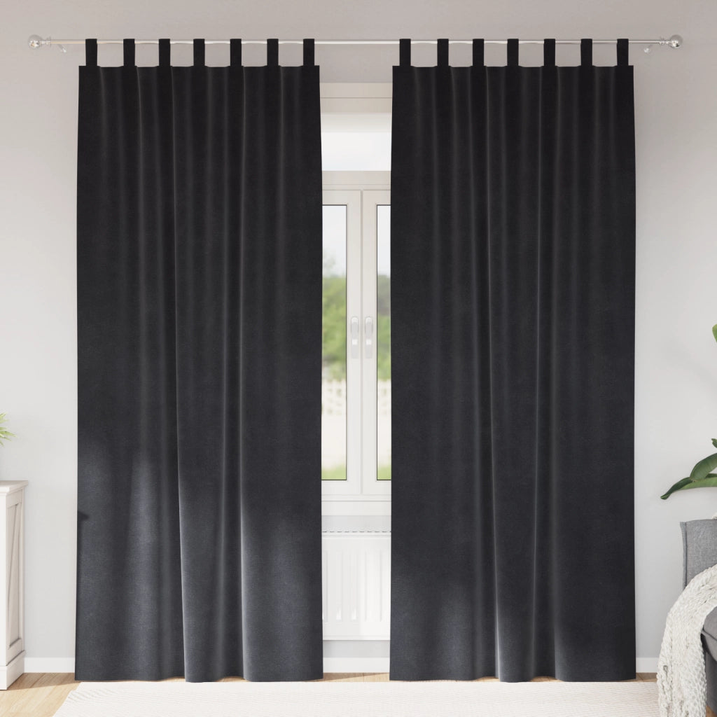 Tende Blackout  con anelli appesi 2 pz Grigio scuro in velluto