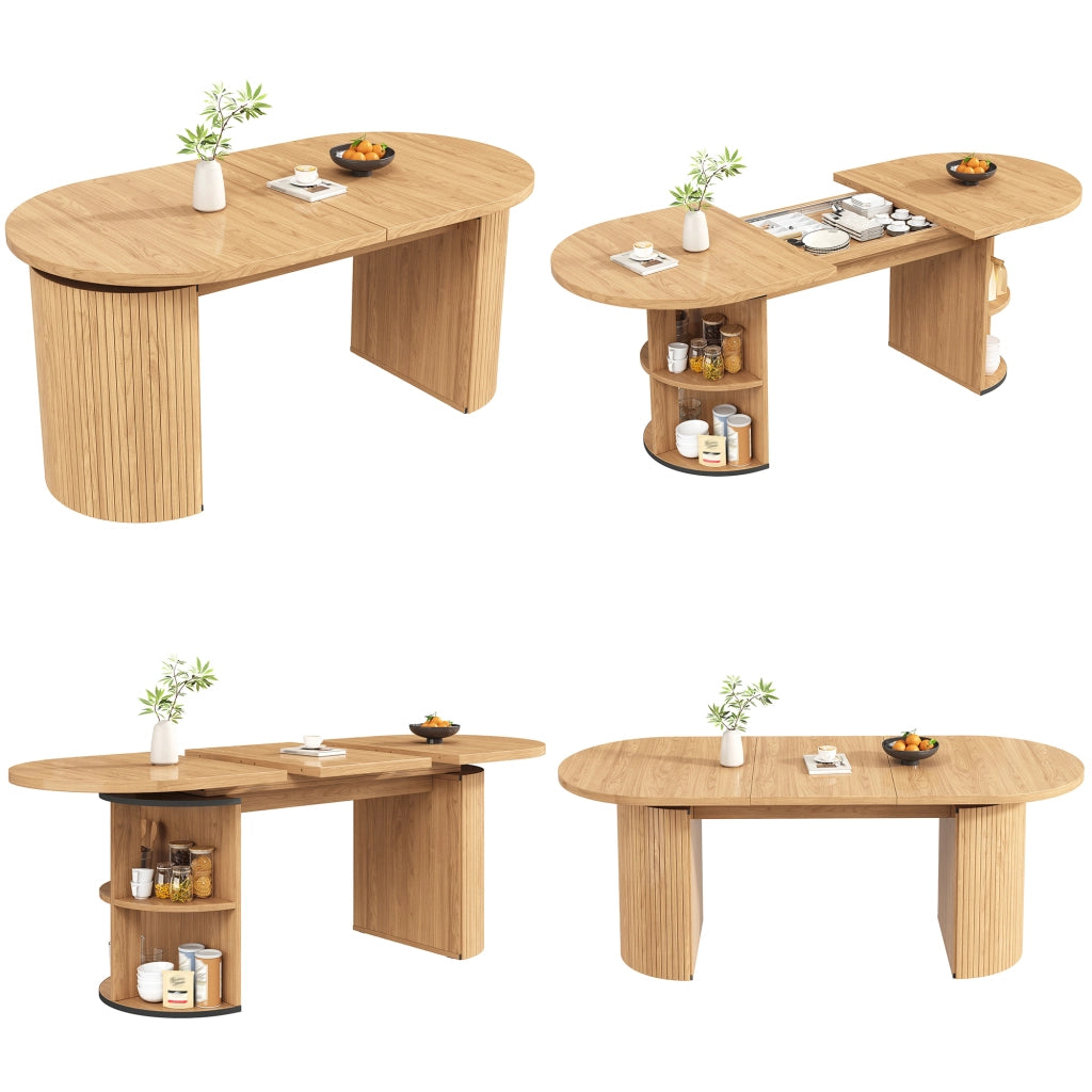 Tavolo da Pranzo Allungabile con Vano Contenitore ¨C MINIMAL ¨C MDF, Naturale