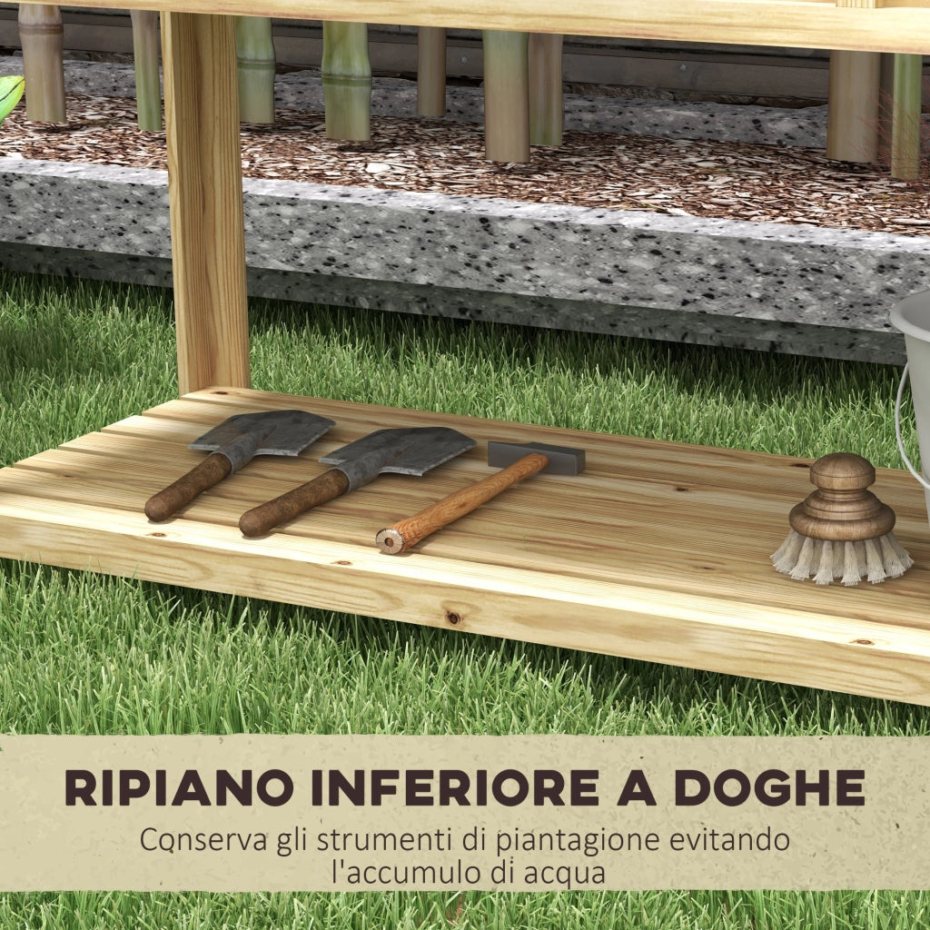 Fioriera Rialzata in Legno ¨C Xylo ¨C con Ripiano e Divisorio 115x46x75 cm