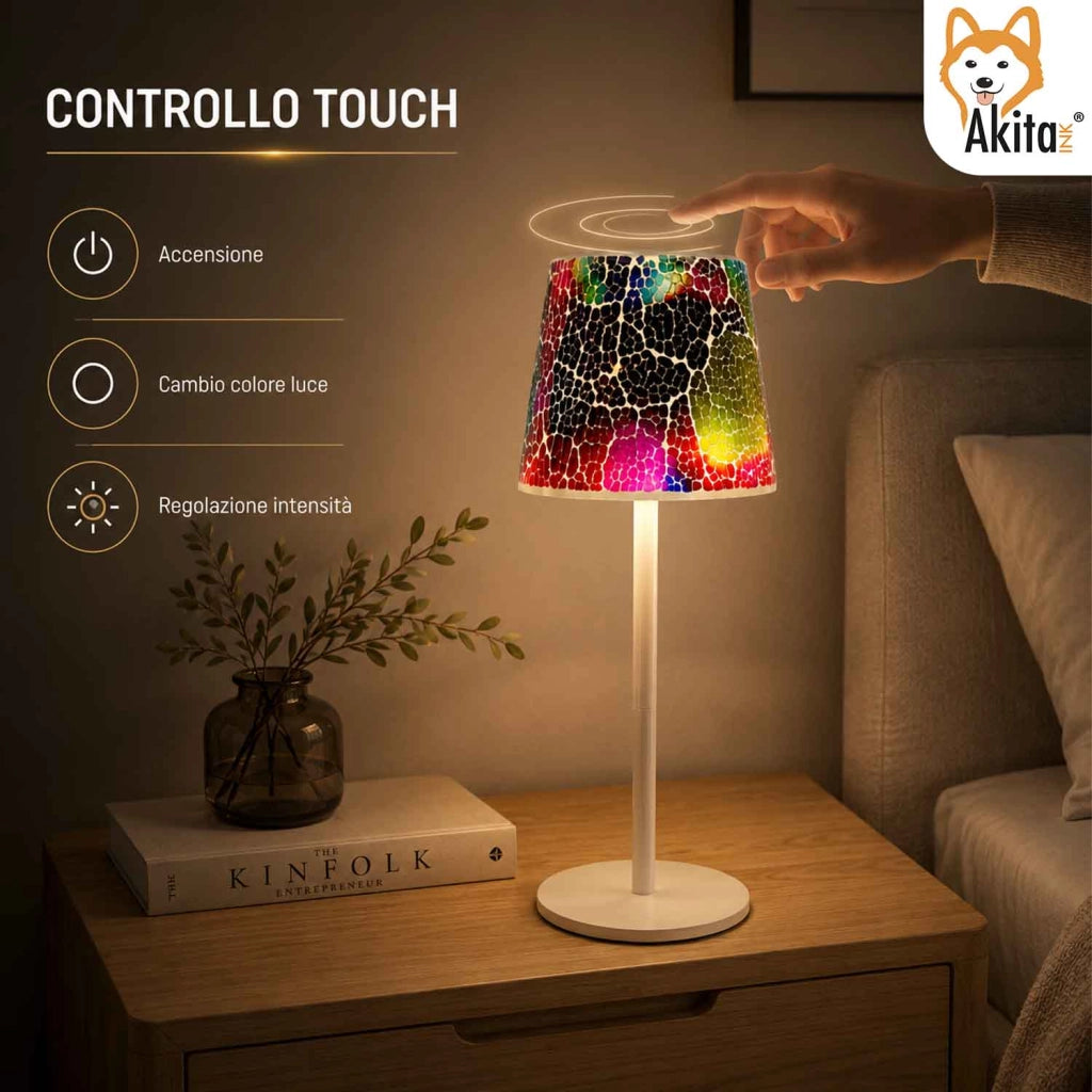 Akitaink Lampada da Tavolo LED Mosaico Cracked Rainbow