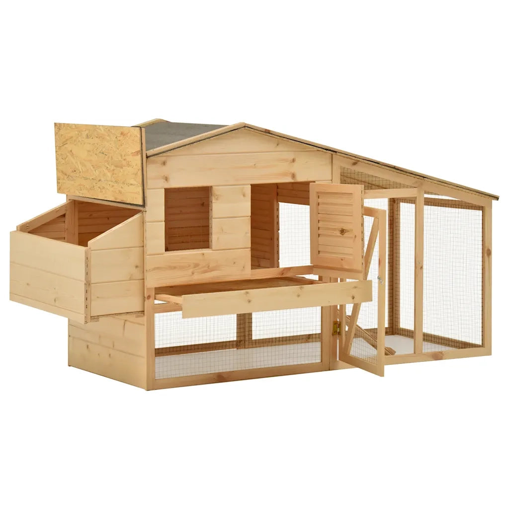Pollaio in Legno Massello di Pino 178x67x92 cm 170915