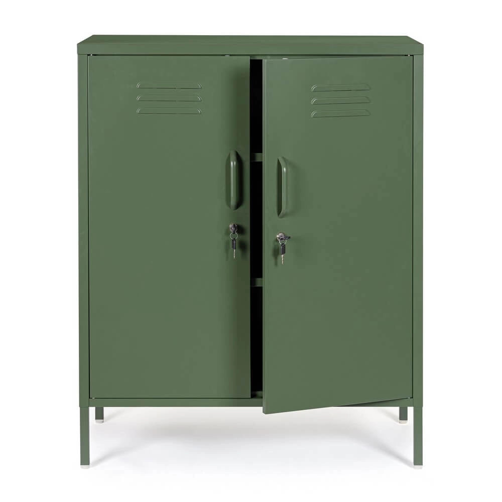 Credenza in Acciaio a 2 Ante Stile Industriale con Ripiani - CLIFTON