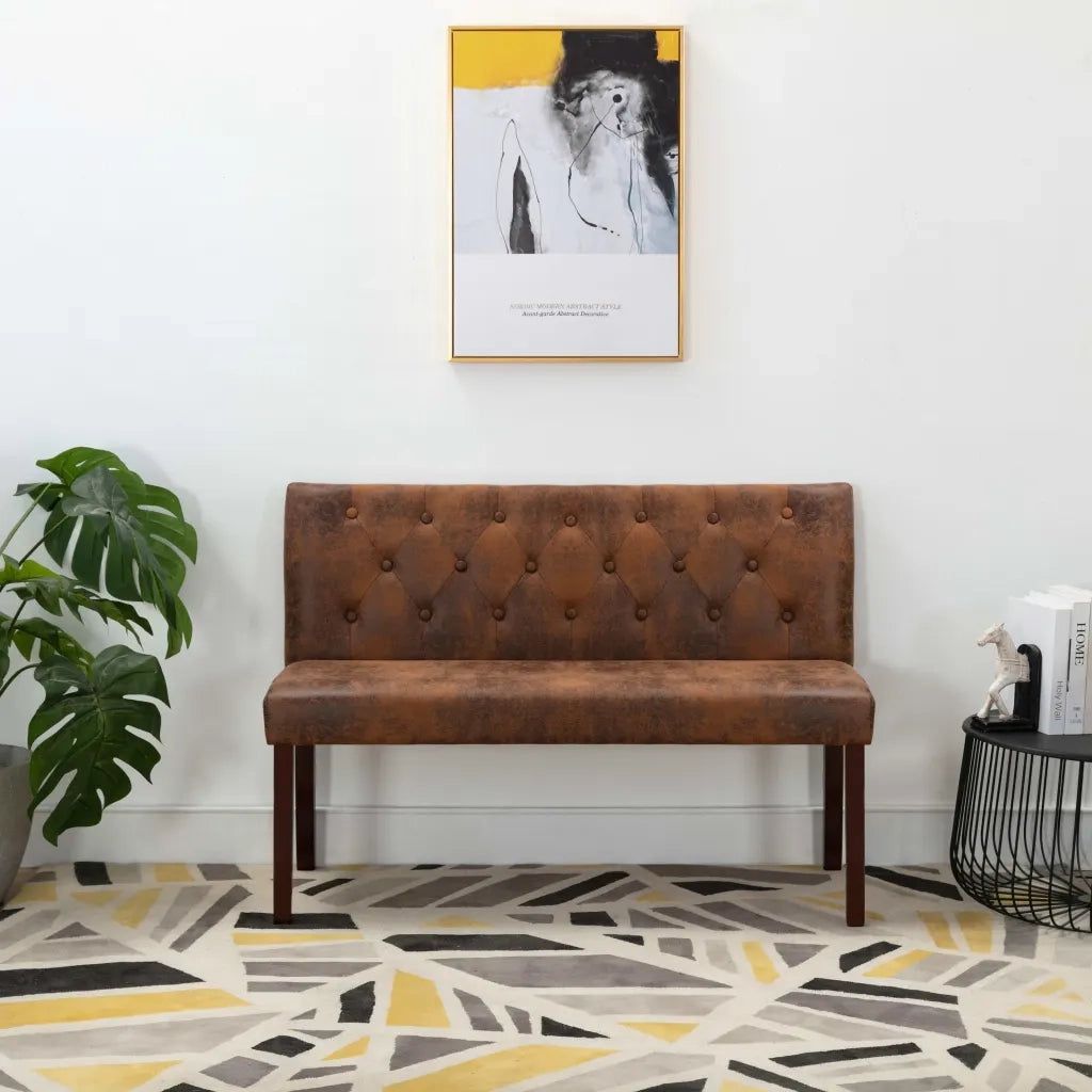 Panca 120 cm Marrone in Similpelle Scamosciata 288573