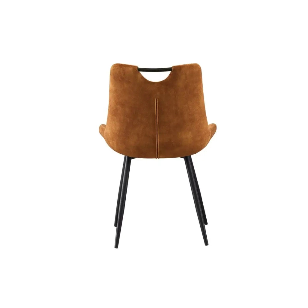 Sedia NINO – Velluto oro e gambe in metallo nero – H84 × L56 × P62.5 cm