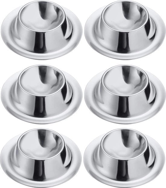 Set di 6 coperchi per uovo in acciaio inossidabile - Ø 8,5 cm - argento