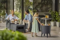 Contenitore Portaghiaccio Cool Bar con Funzione di Tavolino, 30L, Grigio, 49,5x49x5x84,5H cm