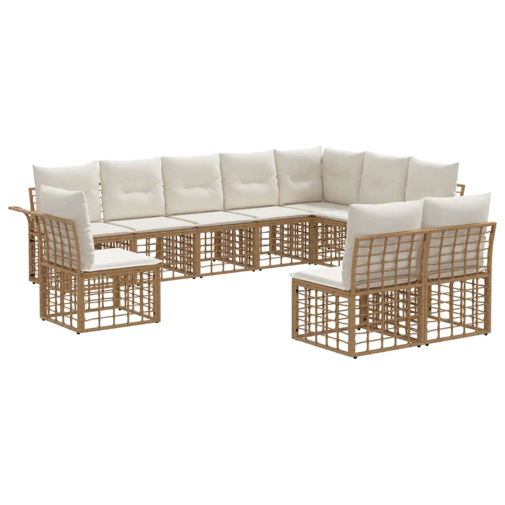 Set di divani da esterno 10 pcs Naturale e Bianco Crema 3437708