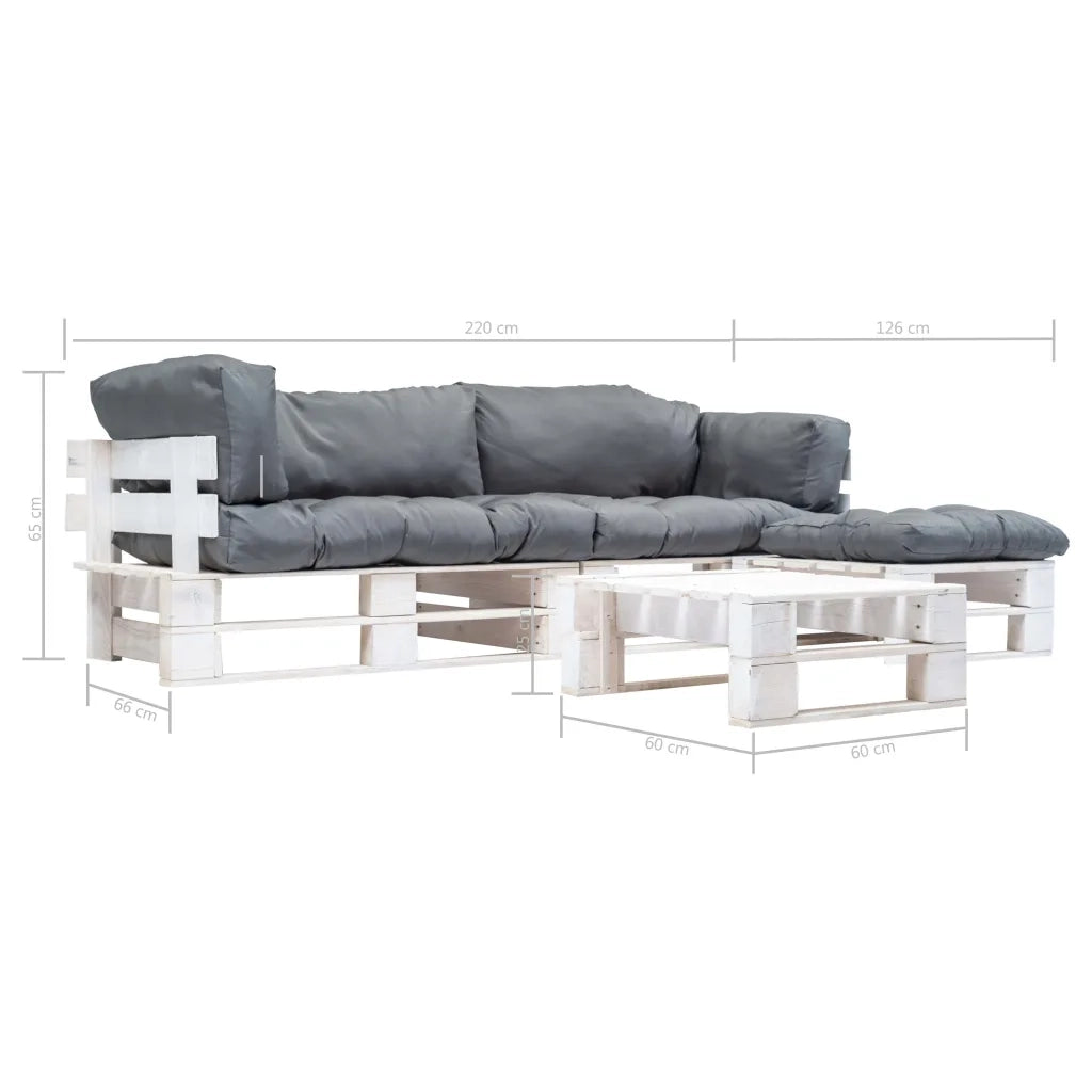 Divani da Giardino su Pallet 4 pz Cuscini Grigi in Legno cod mxl 42526