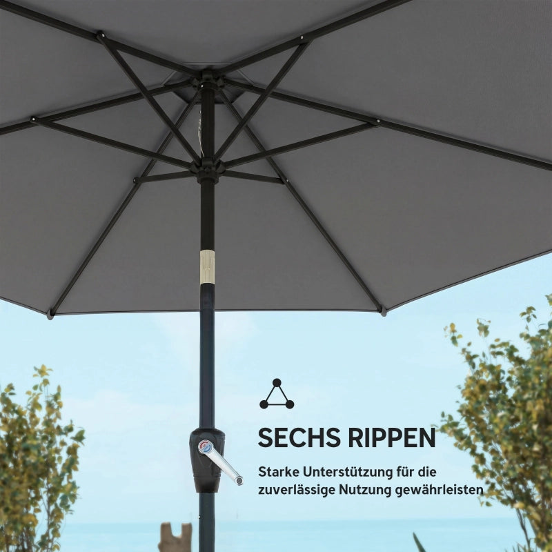 Parasole pieghevole 270 cm per balcone e giardino con manovella protezione UV 50+ colore grigio scuro