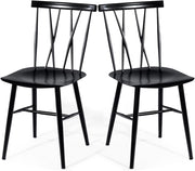Set di 2 Sedie da Pranzo, Sedia con Schienale e Poggiapiedi, Struttura Robusta in Ferro, Ogni Sedia Portata 150kg, Design Industriale senza Braccioli, Ideale per Bistro, Giardini e Bar, Nero