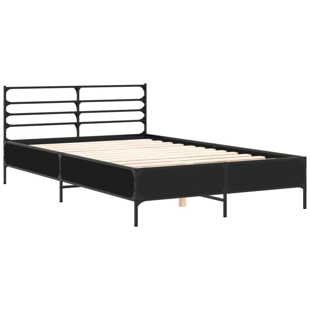 Giroletto Nero 135x190 cm in Legno Multistrato e Metallo