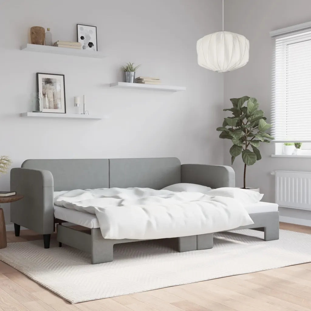 Divano letto | Sof¨¤ letto | Letto singolo Estraibile Grigio Chiaro 80x200 Tessuto