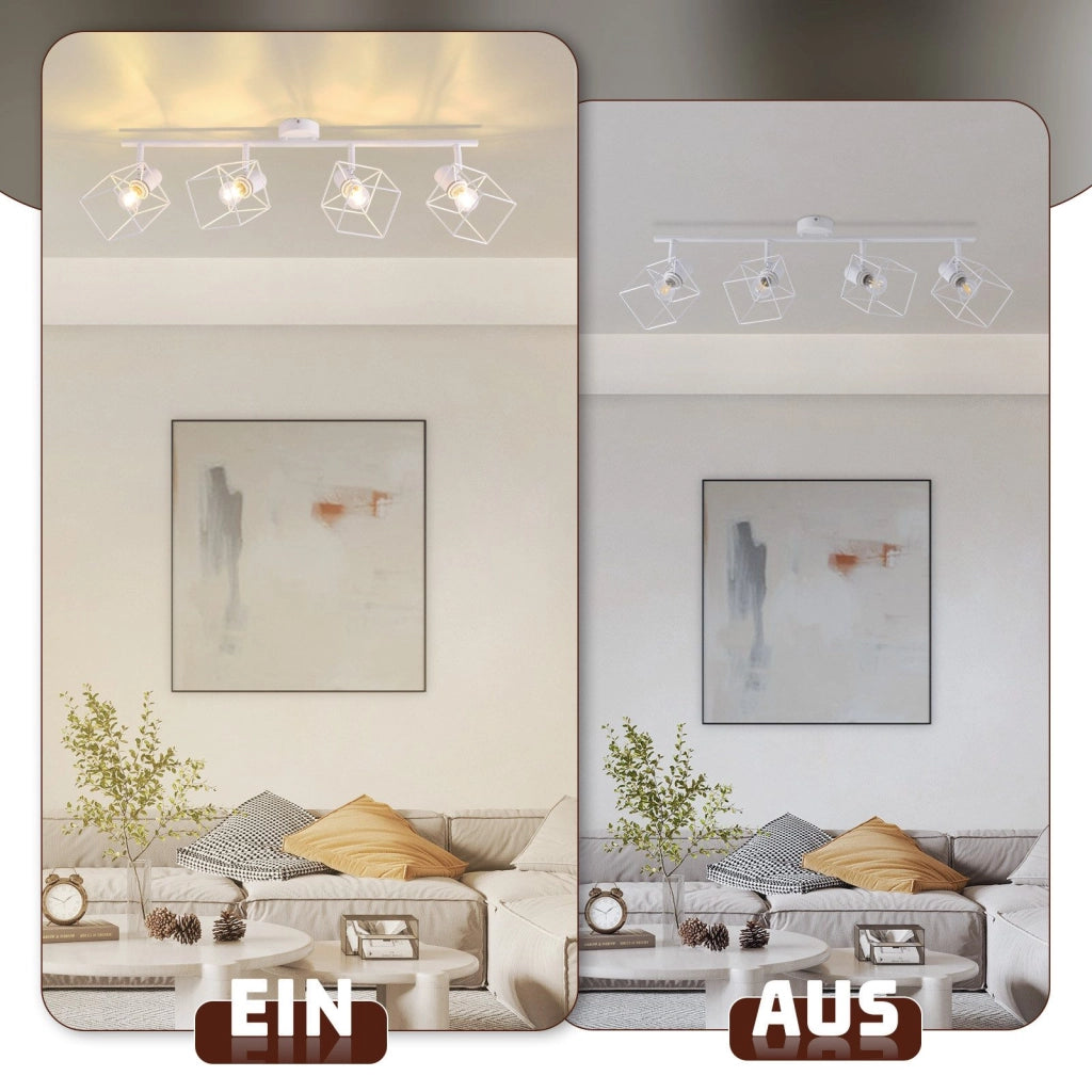 ZMH Faretto da soffitto 4 fiamme orientabile 350° lampada da soffitto vintage in metallo soggiorno