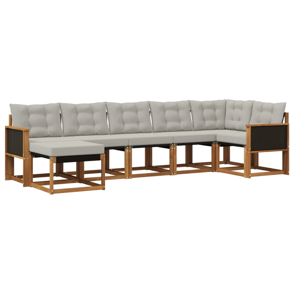 Set di divani da esterno 7 pz Naturale e Grigio Chiaro 3382087
