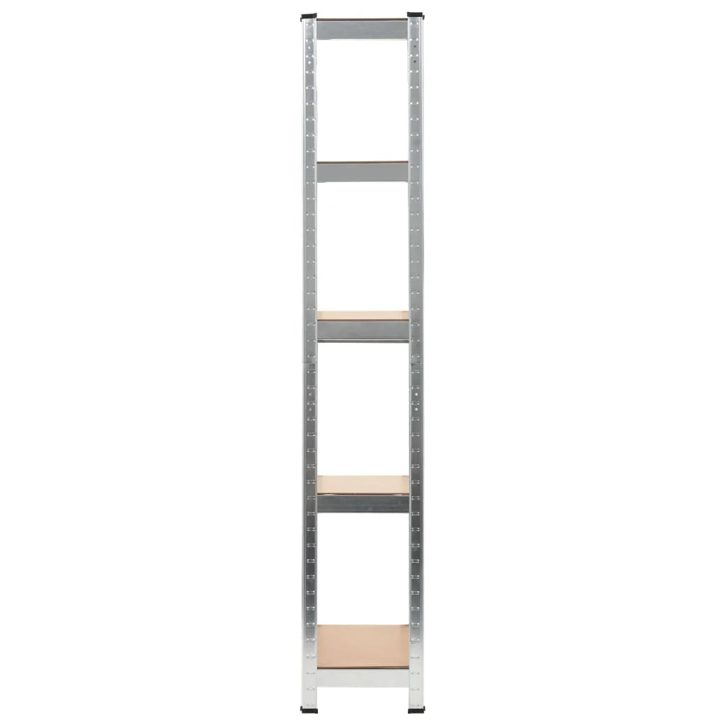 Set di 3 robusti scaffali portaoggetti per attrezzi da officina/garage in acciaio zincato e MDF 172 cm argento 02_0000719