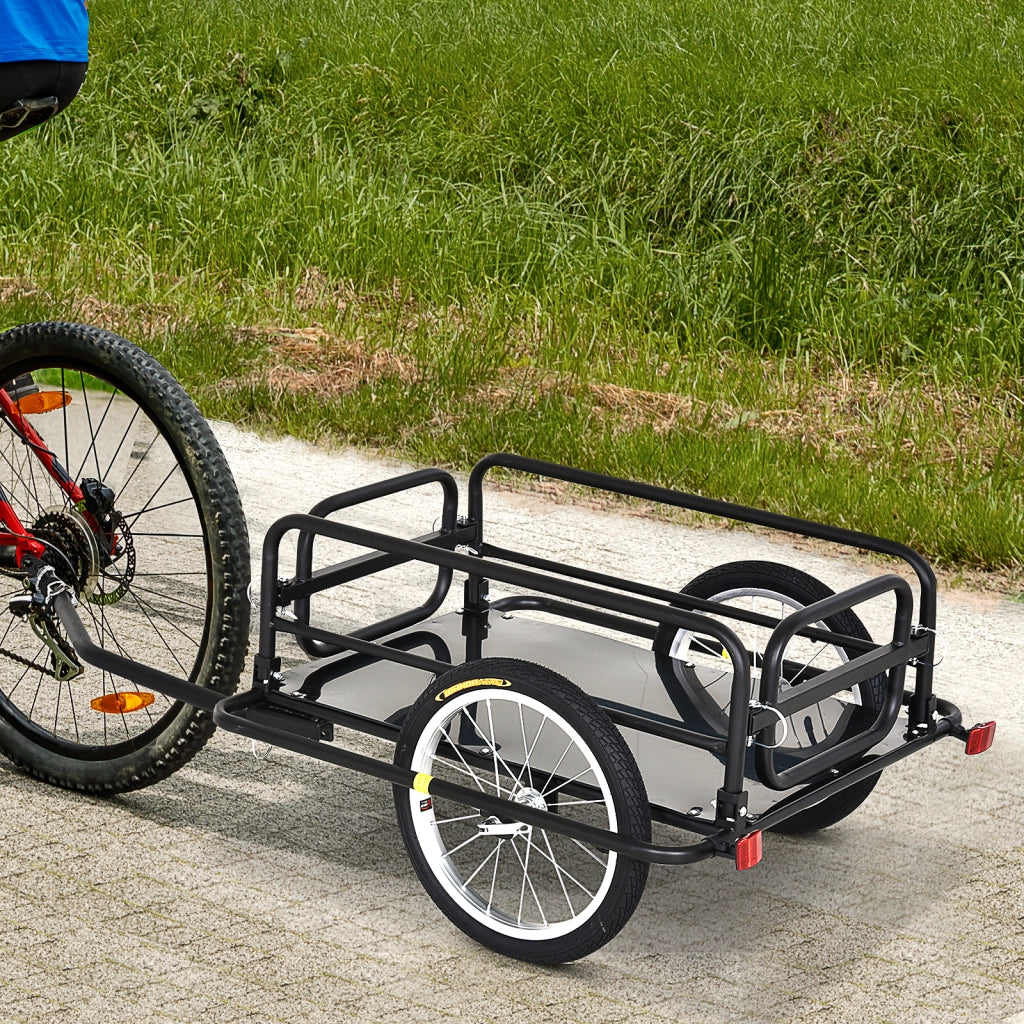 Rimorchio Bici Pieghevole per Carico ¨C Xylo ¨C 40kg Capacit¨¤, Telaio Acciaio, 139x71,5x49cm, Nero