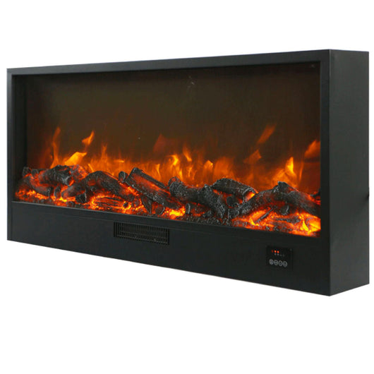 Camino Elettrico da Incasso Effetto Fiamma 108x20x50,7 cm 1500W Sined Ispica 108 Nero