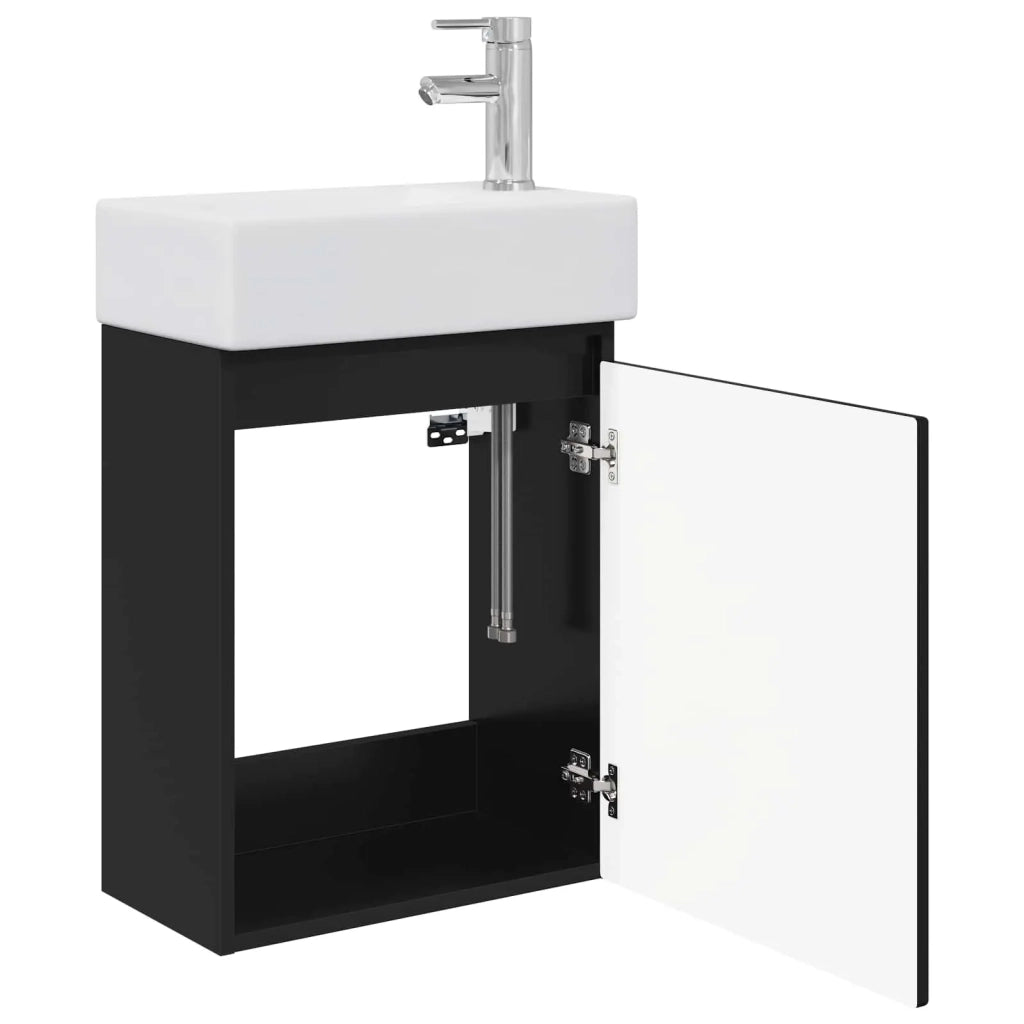 Mobile bagno con rubinetto Nero 45,5 x 22,5 x 84 cm