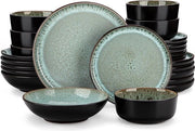 Set da pranzo mediterraneo da 24 pezzi per 6 persone - Piatti da pranzo, piatto da dessert, contenitori per cereali, contenitori per pasta - Vernice reattiva - Blu di Cielo