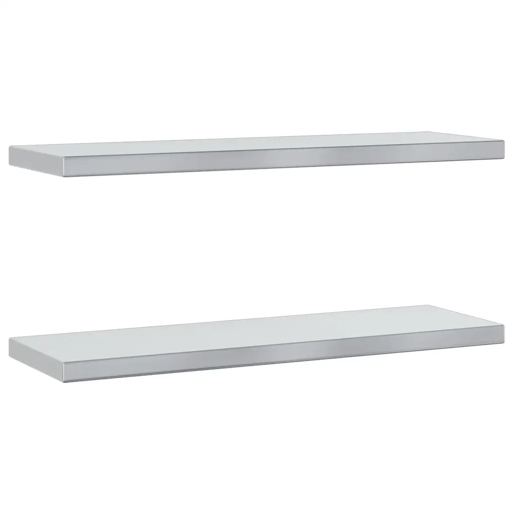 vidaXL Mensole a Muro 2 pz 75x23,5x3cm Argento in Acciaio Inossidabile