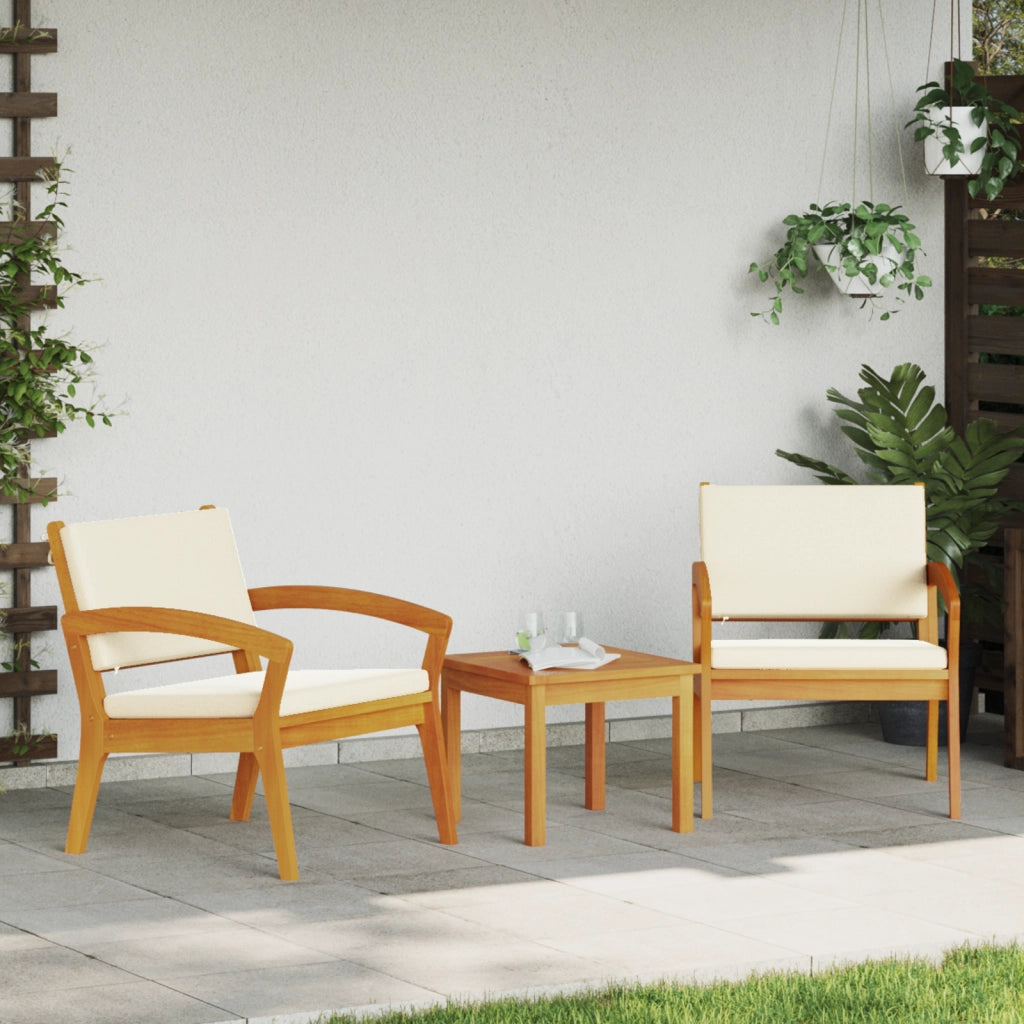 Set Bistro da 3 pezzi di con Cuscini - Realizzato in Legno Massello di Acacia