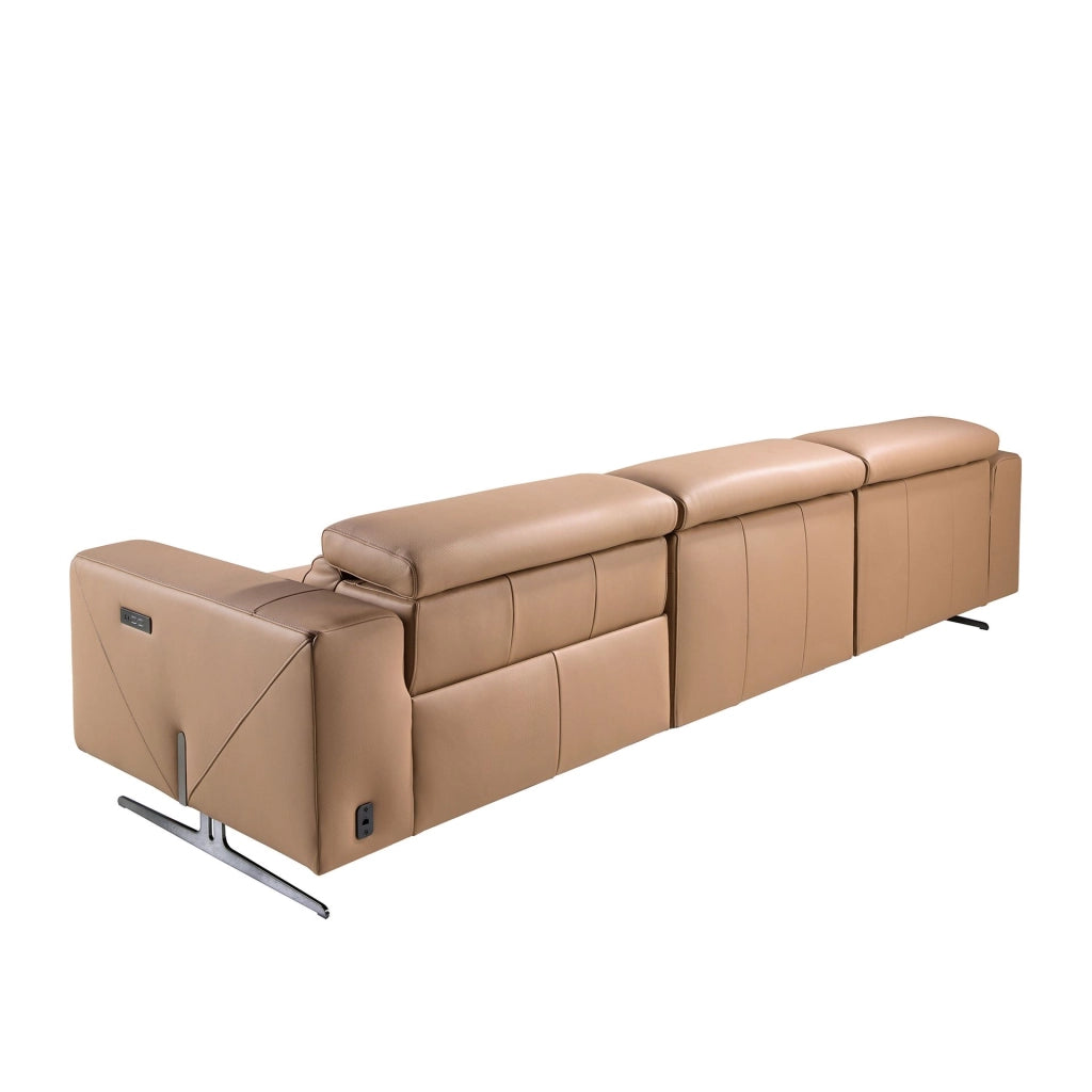 Divano chaise longue relax sinistra in pelle marrone