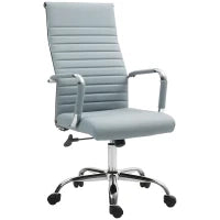 Sedia da Ufficio, Sedia Girevole con Funzione Dondolo, Regolabile in Altezza, Ecopelle, fino a 120 kg, Grigio Chiaro