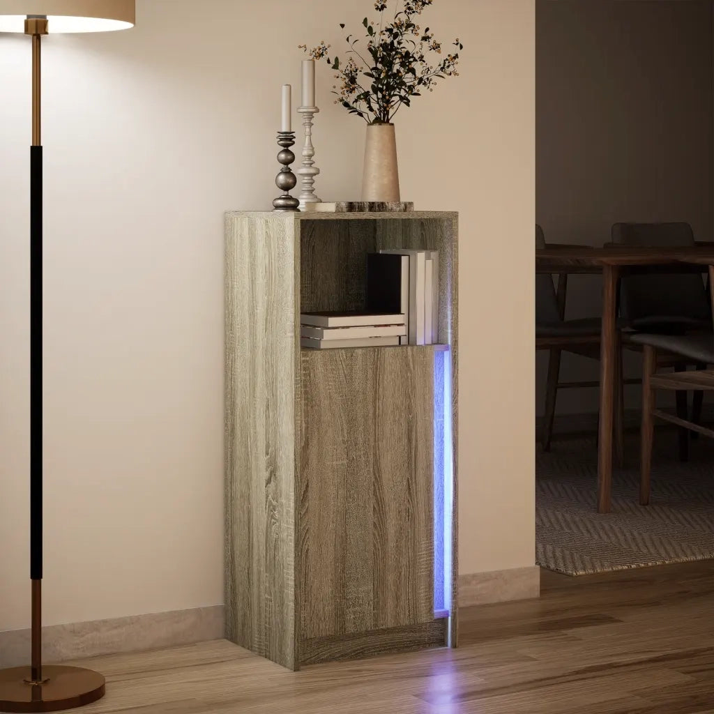 Credenza con LED-Buffet-Armadio da cucina Rovere Sonoma 42,5x34x100 cm Legno Multistrato
