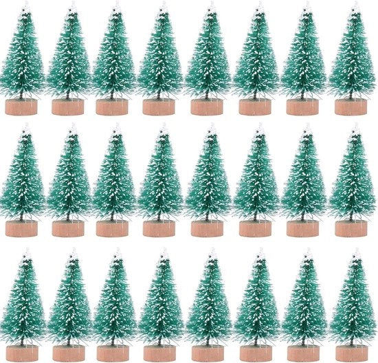 Albero di Natale Artificiale in Sisal Mini con Base in Legno - Verde