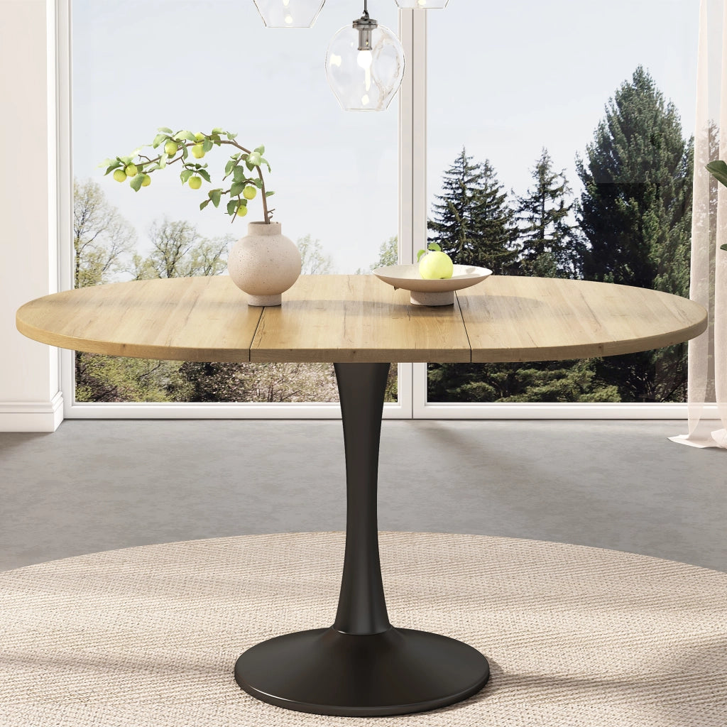 Tavolo da pranzo allungabile ovale in MDF finitura rovere, 100 kg, design moderno salvaspazio