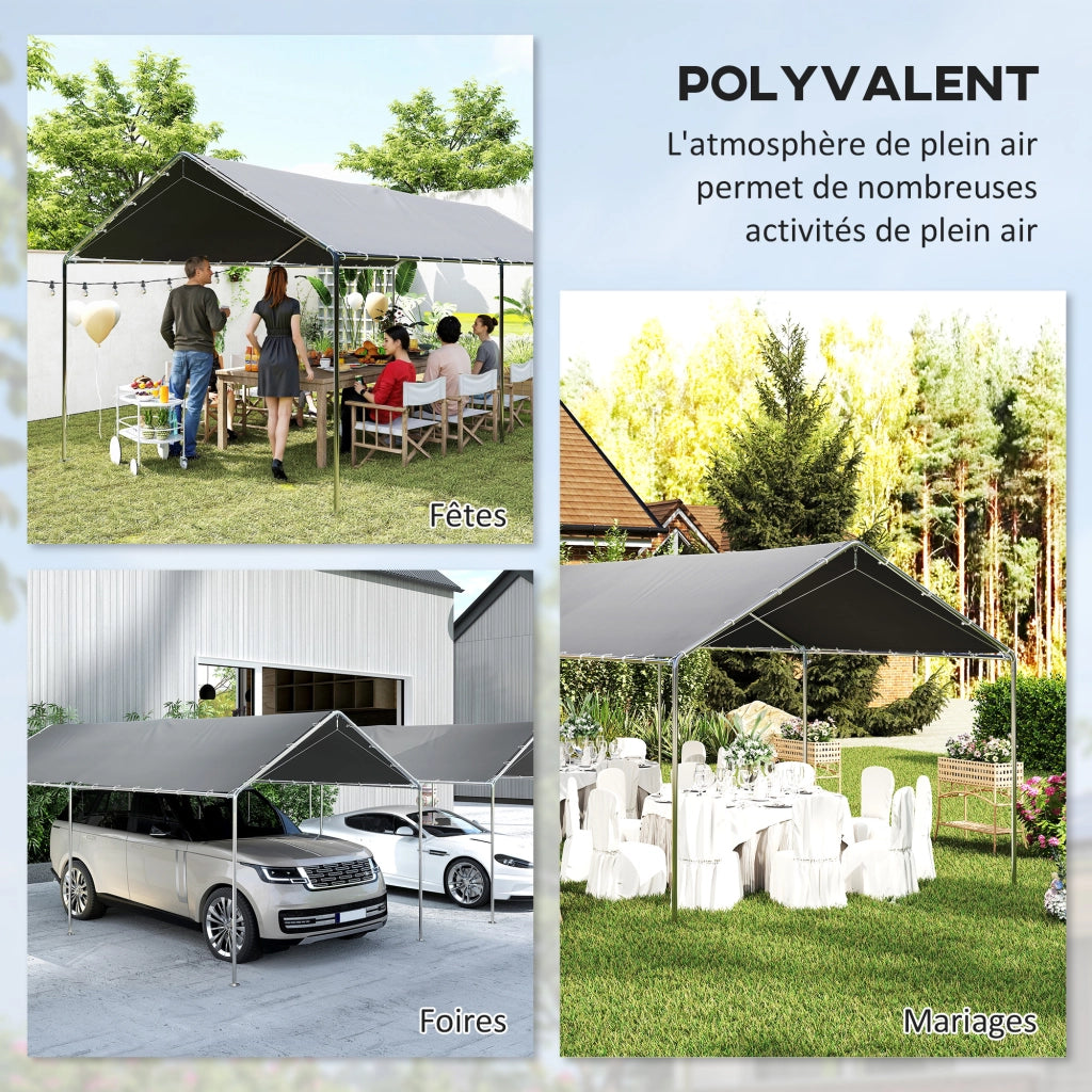 Carport per auto 6x3m ¨C zephmum ¨C acciaio galvanizzato grigio