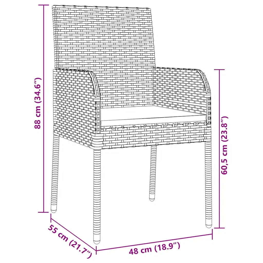 Set da Pranzo per Giardino con cuscino 5 pcs Grigio polyrattan 3380109