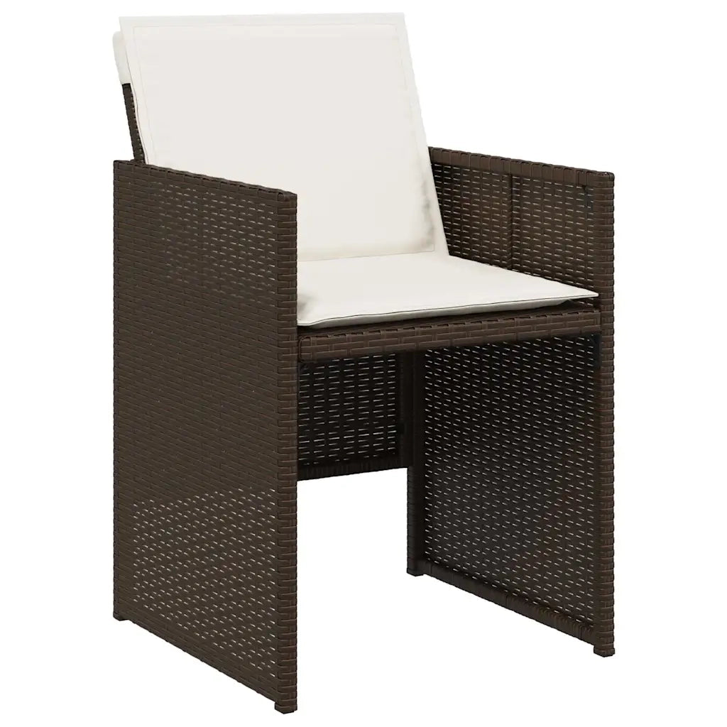 Set da Pranzo da Giardino 5pz con Cuscini in Polyrattan Marrone 365082