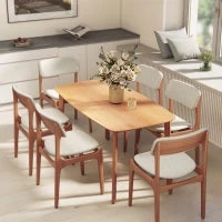 Tavolo da Pranzo Rettangolare per 6 Persone, Tavolo da Cucina 150 cm in Legno Massiccio, 150 x 80 x 76 cm, Legno Naturale
