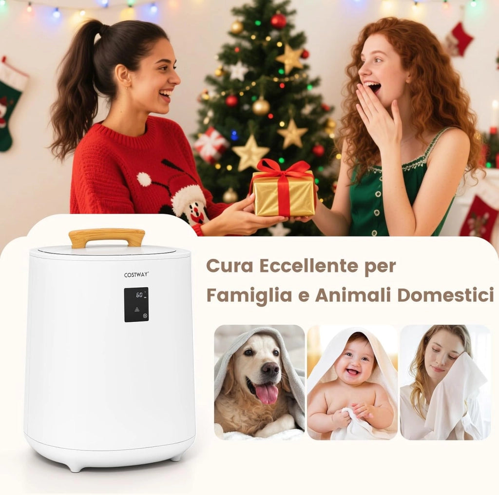COSTWAY Scalda Asciugamani per Bagno, Scalda Coperta Grande 18 L con Display LED & Spegnimento Automatico, Secchio Portatile per Asciugamani Caldi per 2 Asciugamani, Accappatoi e Coperte (Bianco)