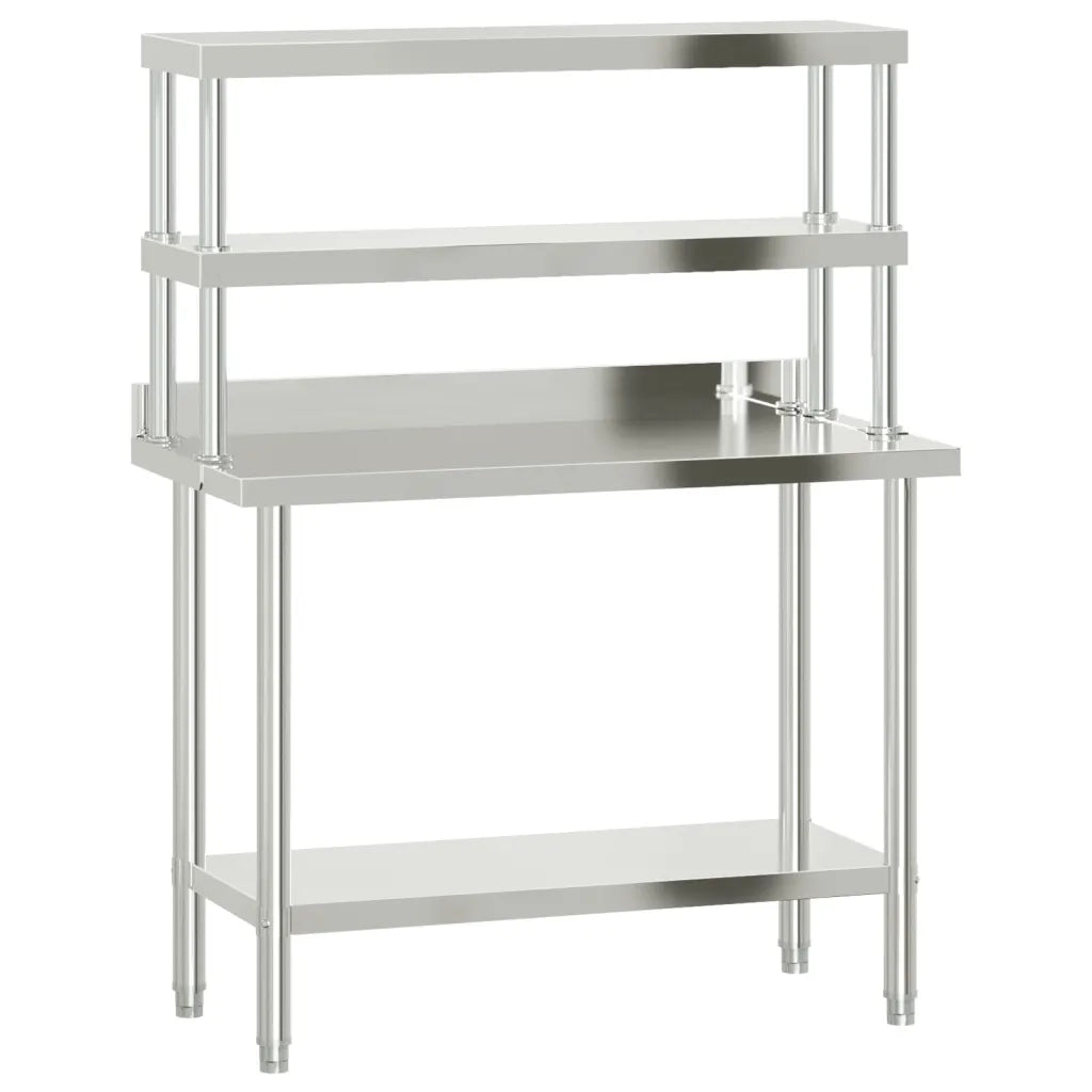Tavolo Lavoro Cucina con Ripiano 110x55x150 cm Acciaio Inox CFW8737649