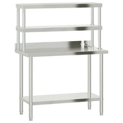 Tavolo Lavoro Cucina con Ripiano 110x55x150 cm Acciaio Inox CFW8737649