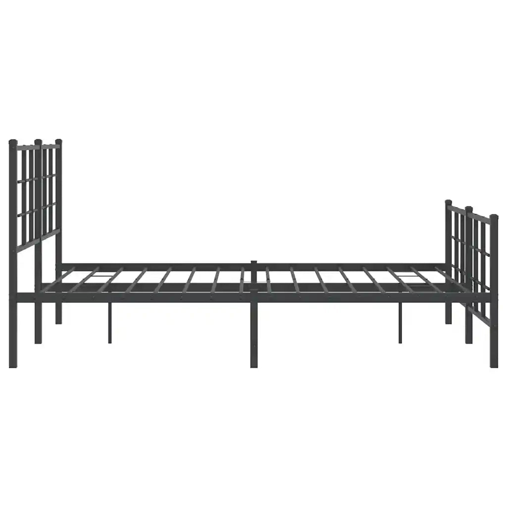 Letto matrimoniale | Letto per adulti | Giroletto con Testiera e Pediera Metallo Nero 140x190 cm