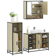 Set Mobili da Bagno 3 pz Rovere Sonoma in Legno Multistrato