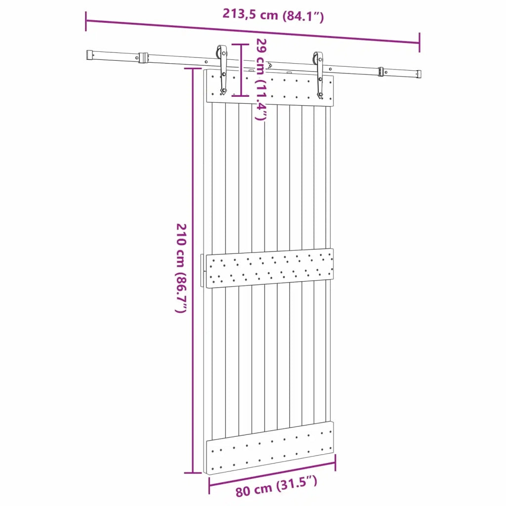 Porta scorrevole NARVIK Naturale e Nero 80 x 210 cm (213,5 cm) 3445294