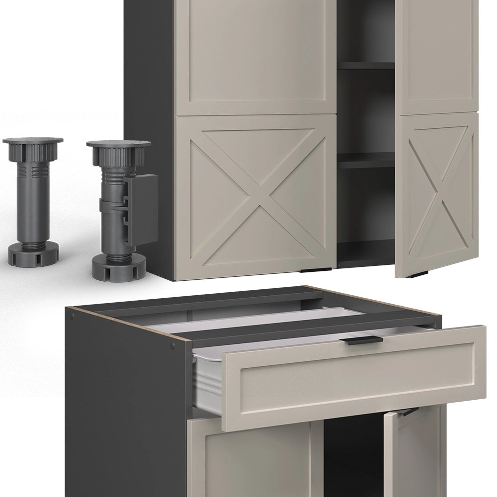 Cucina completa Fame-Line GrigioBeige/Antracite 140 cm, PL Antracite Vicco