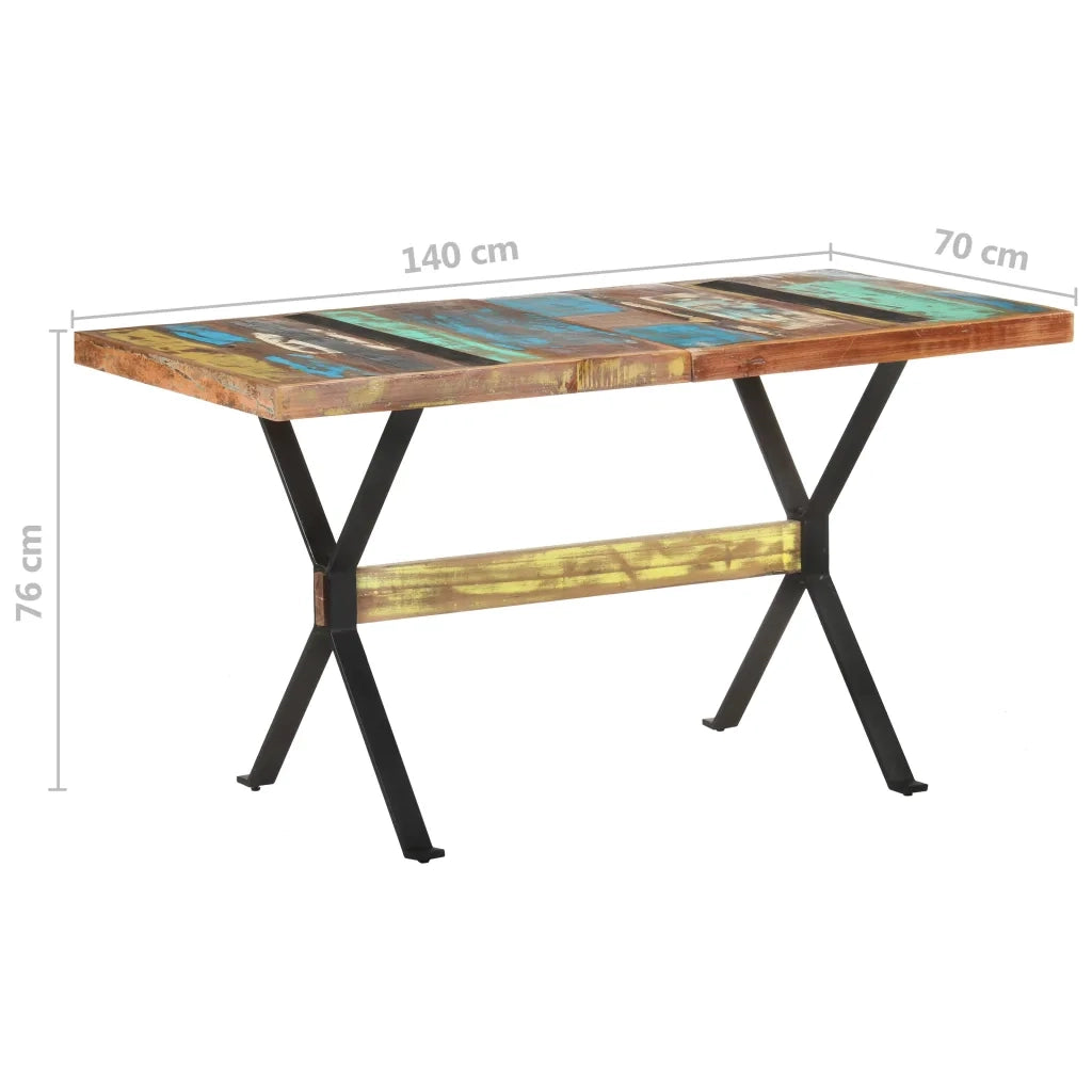 Tavolo da Pranzo 140x70x76 cm in Legno Massello di Recupero 321607