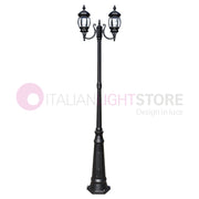 ENEA Lampione a 2 luci h.242 in Alluminio per Esterno Viale Giardino NERO