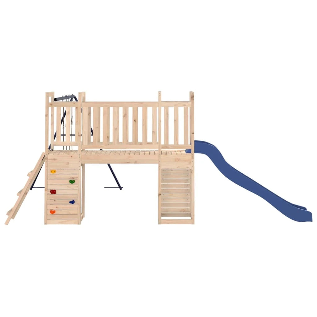 Altalena per parco giochi all'aperto scivolo altalena robusta giochi da giardino 308 x 461 x 169 cm legno di pino massiccio 02_0004897