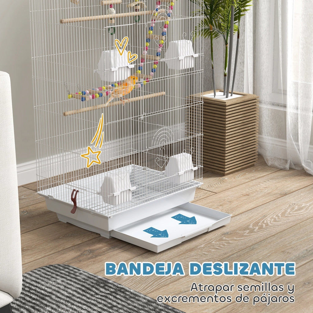 Casetta per Uccelli con Mangiatoie e Perche ¨C zephmum ¨C Bianco 46x36x100 cm