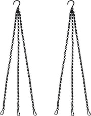 Due lampadari a catena metallica nera per interni ed esterni, 40 cm, catena metallica con gancio pendente per dispenser per uccelli, vaso per piante, vasi per fiori, lanterne, pannelli per billicard.