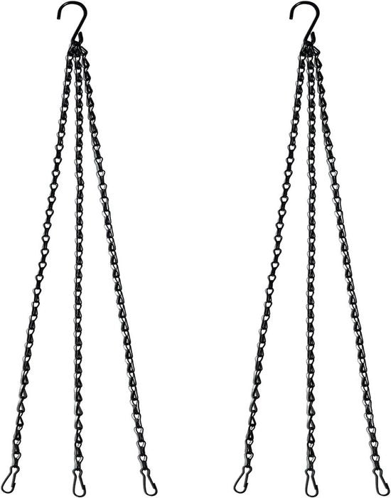 Due lampadari a catena metallica nera per interni ed esterni, 40 cm, catena metallica con gancio pendente per dispenser per uccelli, vaso per piante, vasi per fiori, lanterne, pannelli per billicard.
