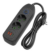 Multipresa Con Prolunga, 2 Prese + 2 Porte Usb-a + Usb-c Jnh023-2b Black