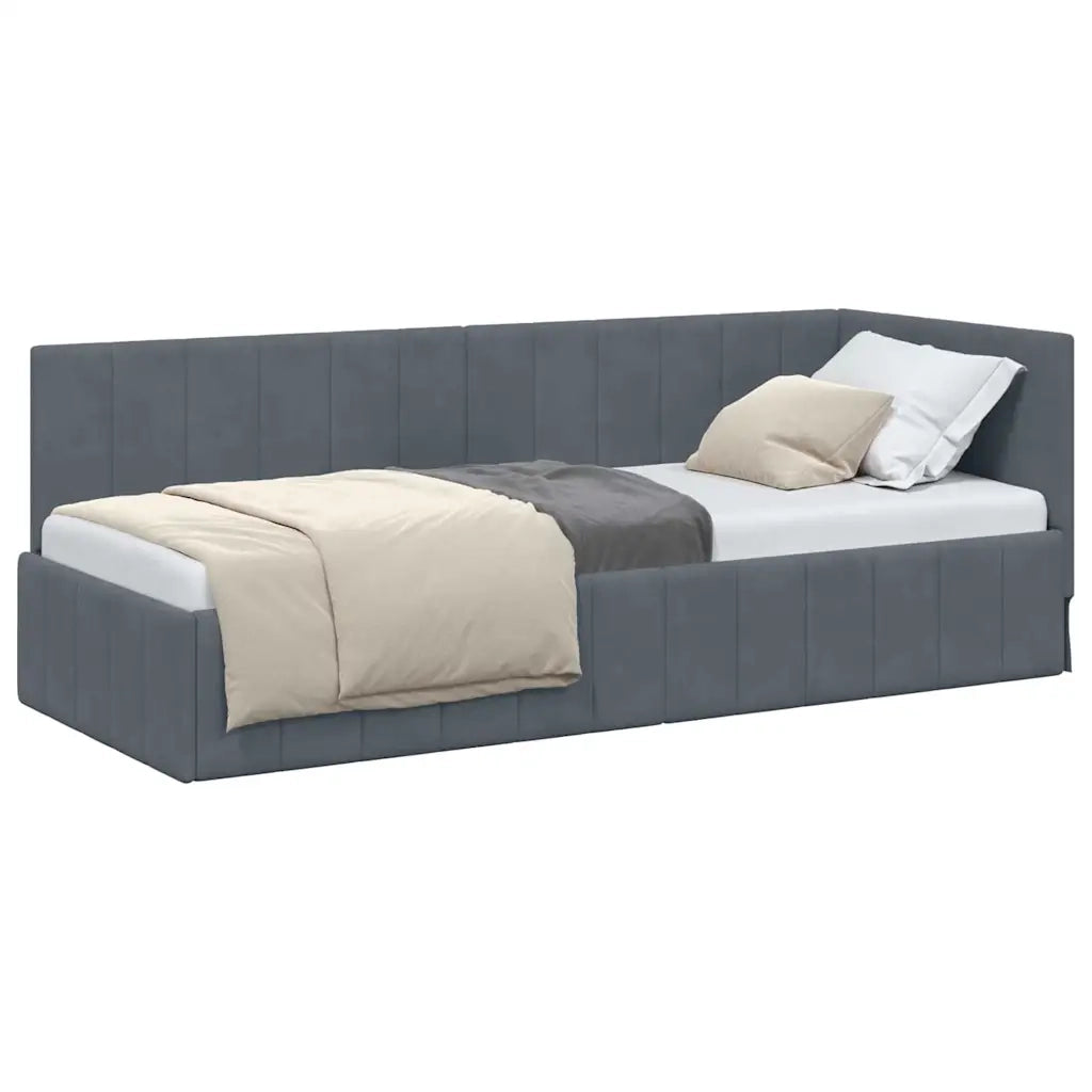 vidaXL Cornice del letto ad angolo Grigio scuro 80 x 200 cm Velluto