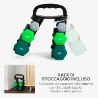 Set Manubri con Supporto, 3 Coppie di Pesi da 2 x 1 kg, 2 x 3 kg, 2 x 5 kg, Multicolore